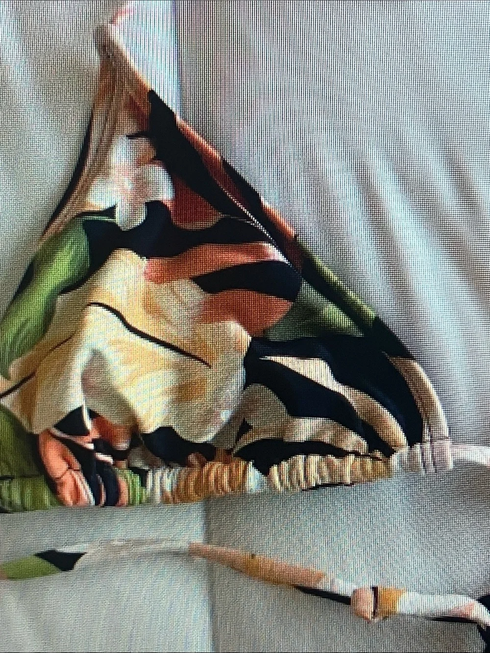 Hurley Black Peach Green Tropical Triangle Bikini Top